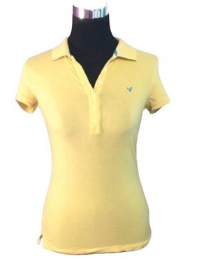 American Eagle Outfitters Yellow Eagle Short Sleeve Polo Top